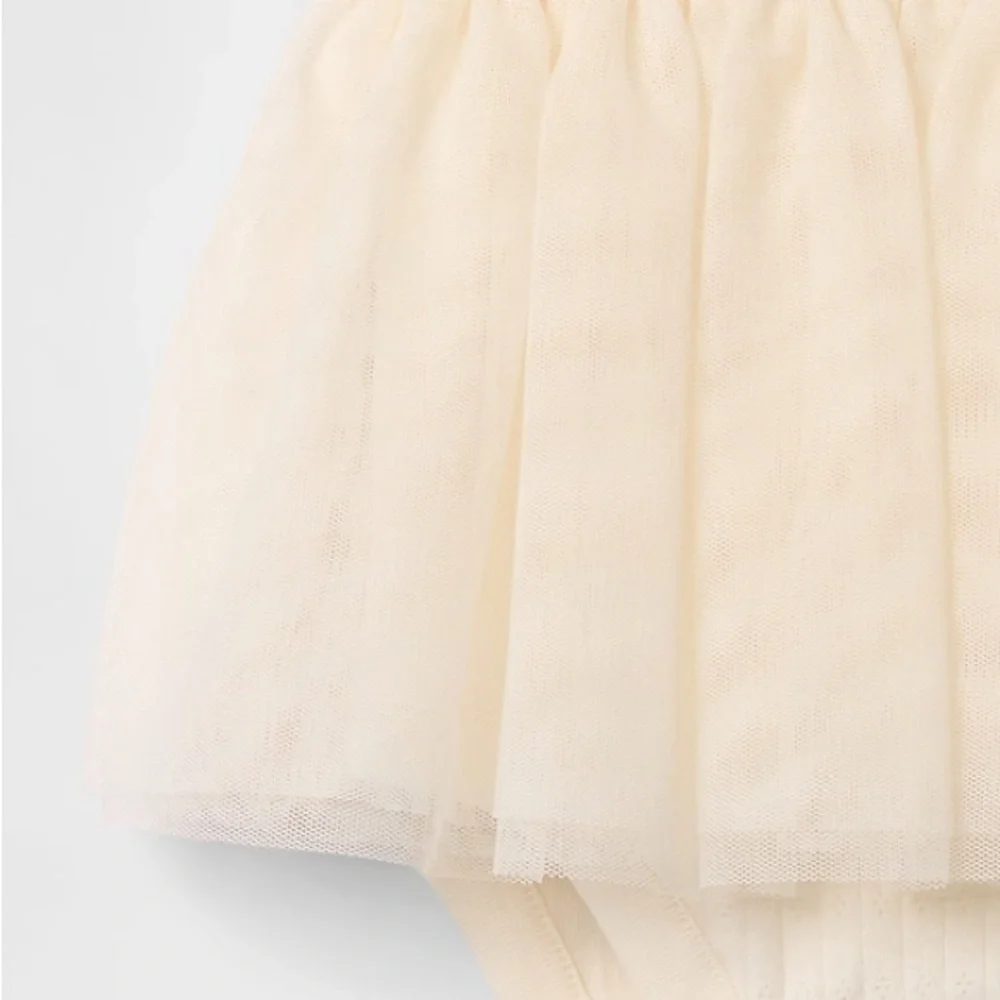 GAP Factory Baby Girl Pointelle Tulle Bodysuit Dress 0–3M NWT